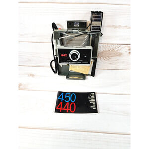 Polaroid Automatic Land Camera 440 W/Focused Flash Attachment & Manual Vintage